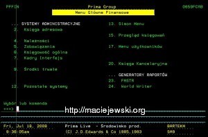 Ekran powitalny JDEdwards na AS/400